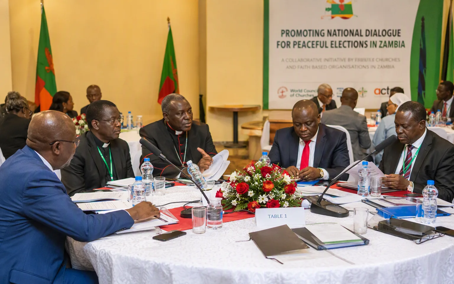 Church leaders and political figures at a dialogue table
